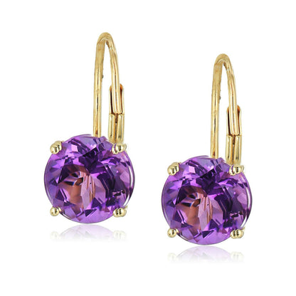 Gilded Lane 10K Gold 7mm Round Gemstone Drop Earrings