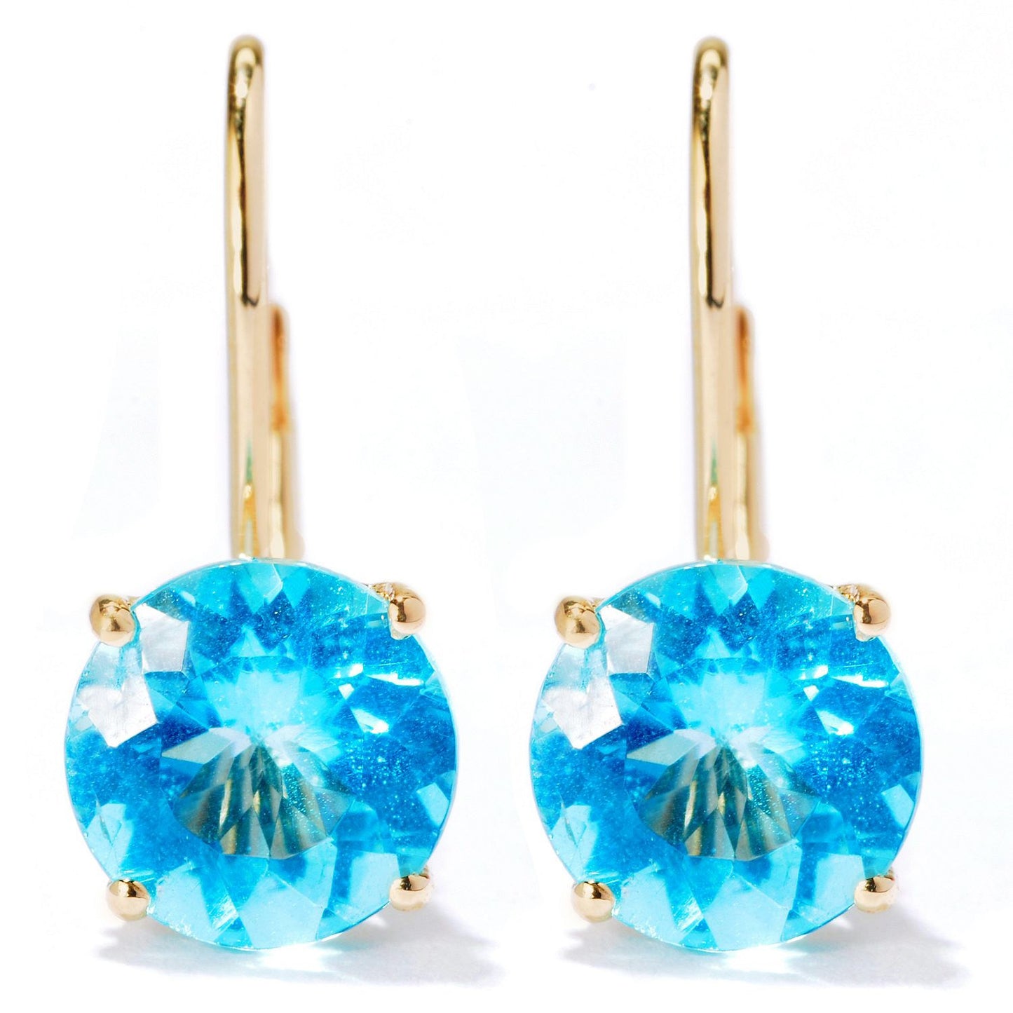 Gilded Lane 10K Gold 7mm Round Gemstone Drop Earrings