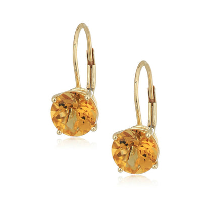 Gilded Lane 10K Gold 7mm Round Gemstone Drop Earrings