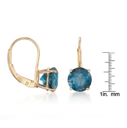 Gilded Lane 10K Gold 7mm Round Gemstone Drop Earrings
