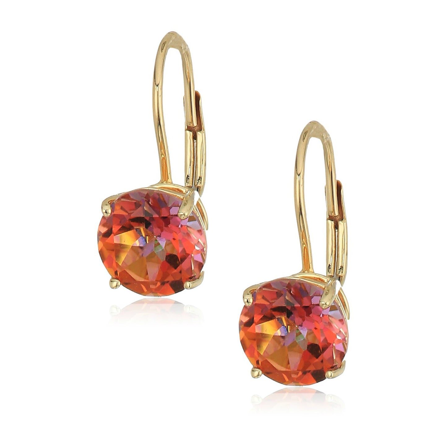 Gilded Lane 10K Gold 7mm Round Gemstone Drop Earrings