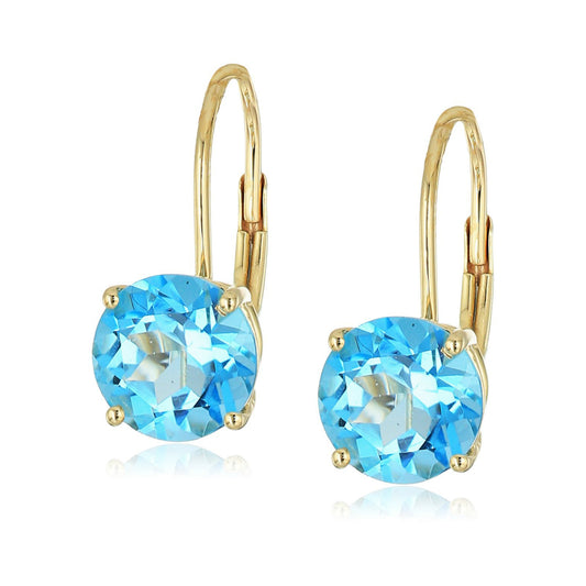 Gilded Lane 10K Gold 7mm Round Gemstone Drop Earrings