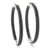 Pinctore Sterling Silver Black Spinel Pave Inside-Out Hoop Earrings