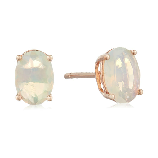 Gilded Lane 10K Gold 7x5mm Oval Gemstone Stud Earrings