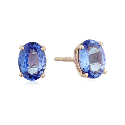 Gilded Lane 10K Gold 7x5mm Oval Gemstone Stud Earrings