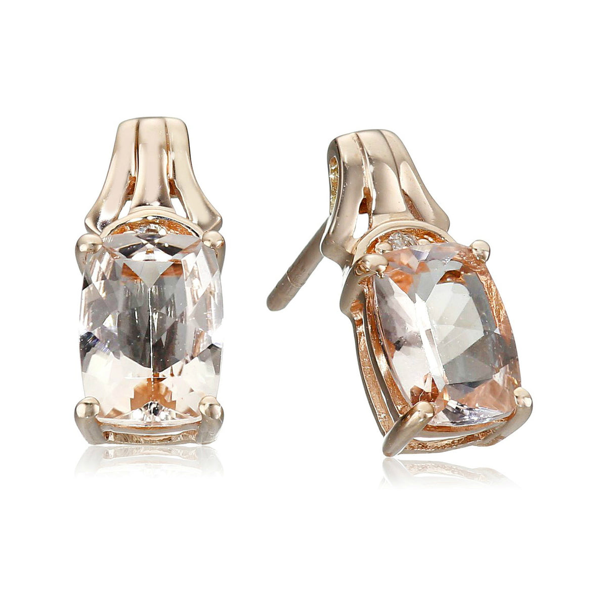 Gilded Lane 10K Gold 7x5mm Cushion-Cut Gem & Diamond Stud Earrings