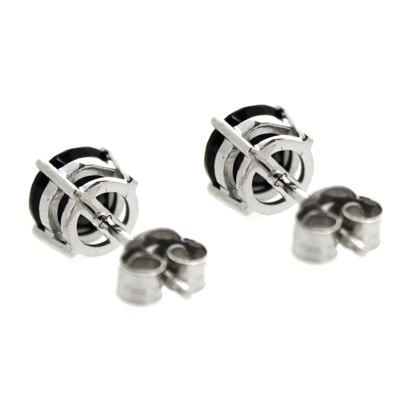 Gem Treasures Sterling Silver 7mm Black Spinel Prong-Set Stud Earrings