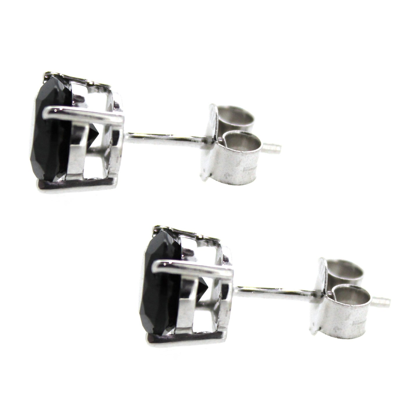 Gem Treasures Sterling Silver 7mm Black Spinel Prong-Set Stud Earrings