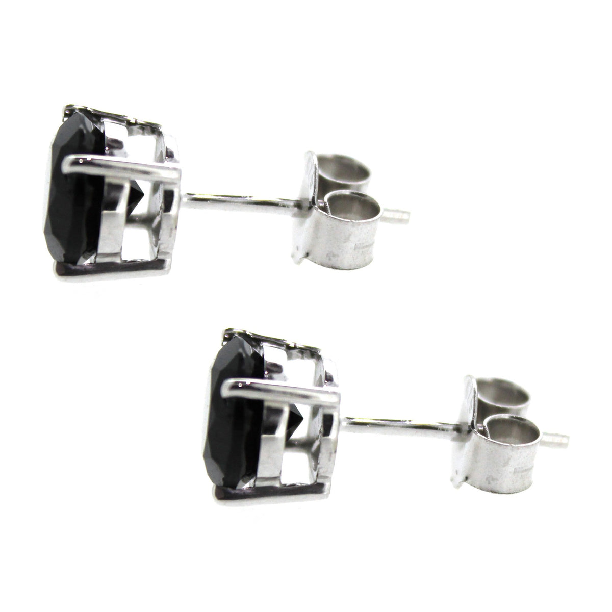 Gem Treasures Sterling Silver 7mm Black Spinel Prong-Set Stud Earrings