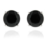 Gem Treasures Sterling Silver 7mm Black Spinel Prong-Set Stud Earrings