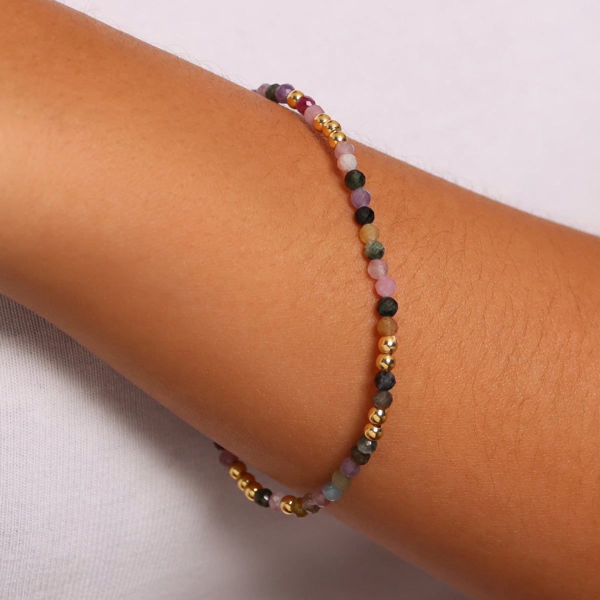 Toscana Italiana 18K Gold Plated Gemstone Bead Stretch Bracelet