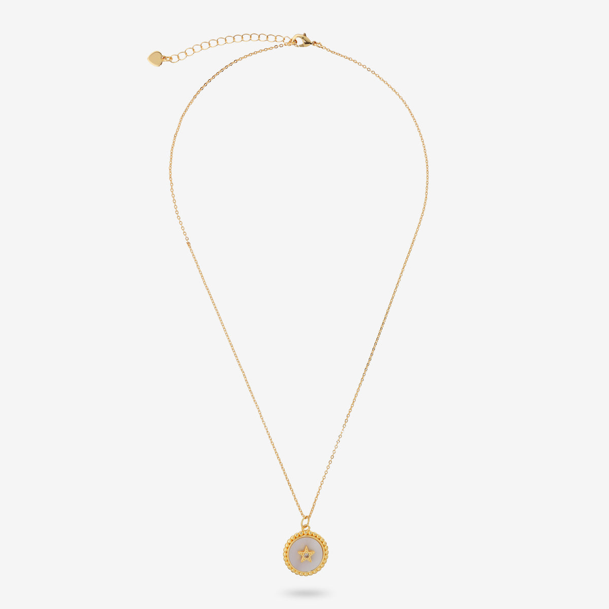 Toscana Italiana 18K Gold Plated Simulated Diamond Mother-of-Pearl Disc Motif Pendant with Chain