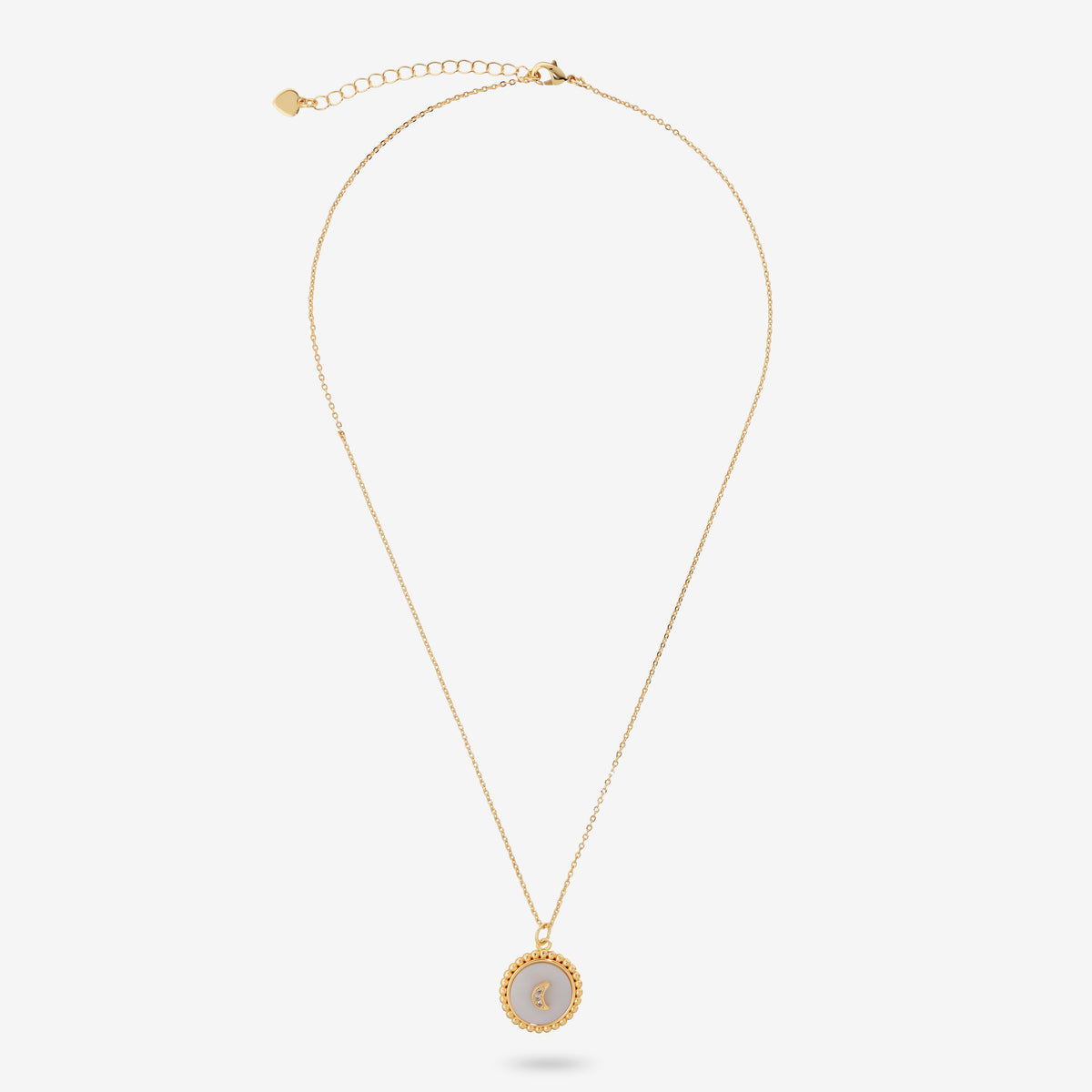 Toscana Italiana 18K Gold Plated Simulated Diamond Mother-of-Pearl Disc Motif Pendant with Chain