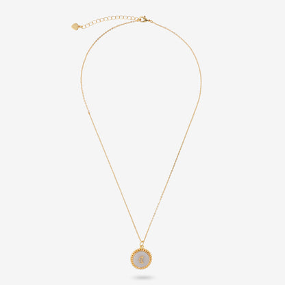 Toscana Italiana 18K Gold Plated Simulated Diamond Mother-of-Pearl Disc Motif Pendant with Chain
