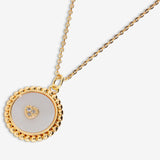 Toscana Italiana 18K Gold Plated Simulated Diamond Mother-of-Pearl Disc Motif Pendant with Chain