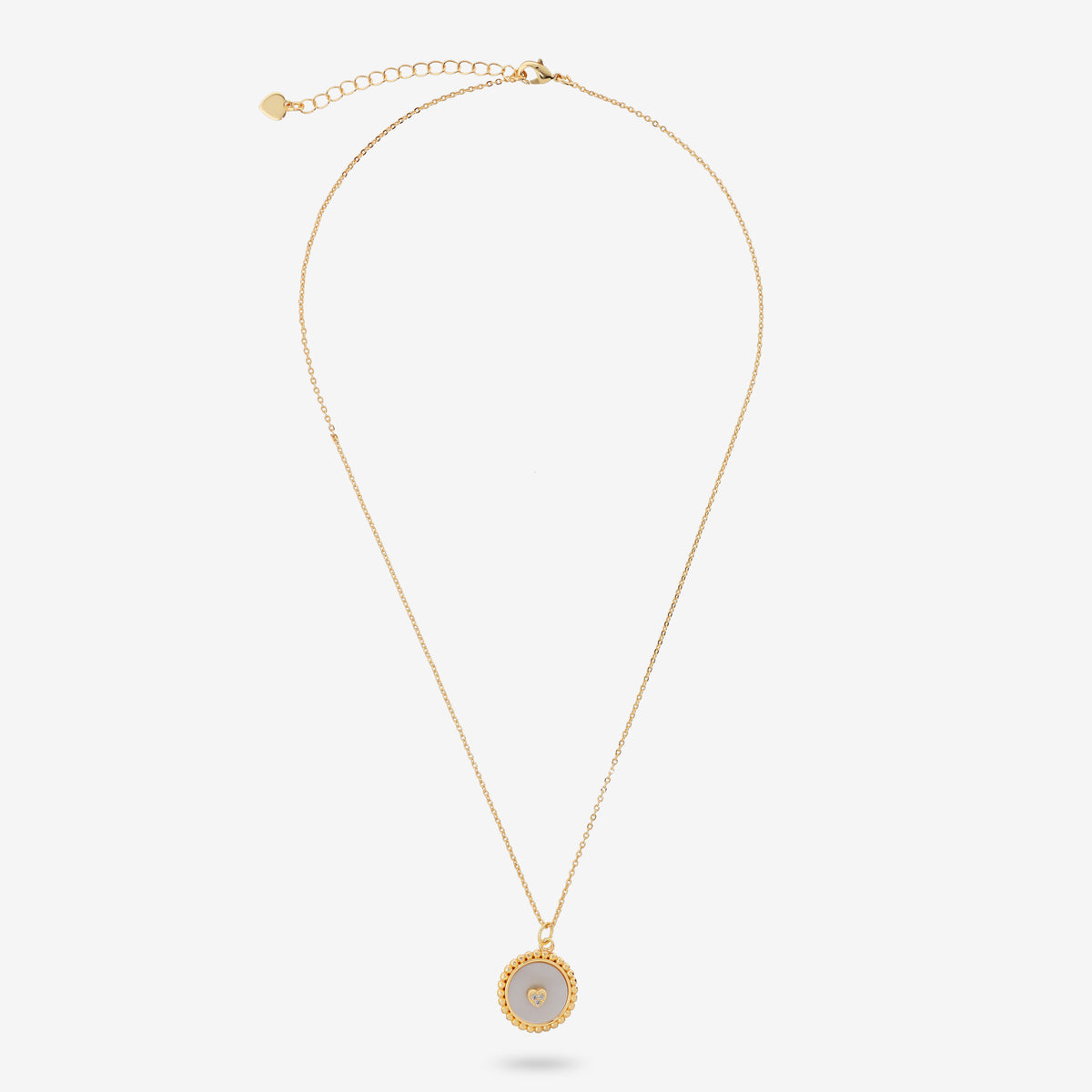 Toscana Italiana 18K Gold Plated Simulated Diamond Mother-of-Pearl Disc Motif Pendant with Chain
