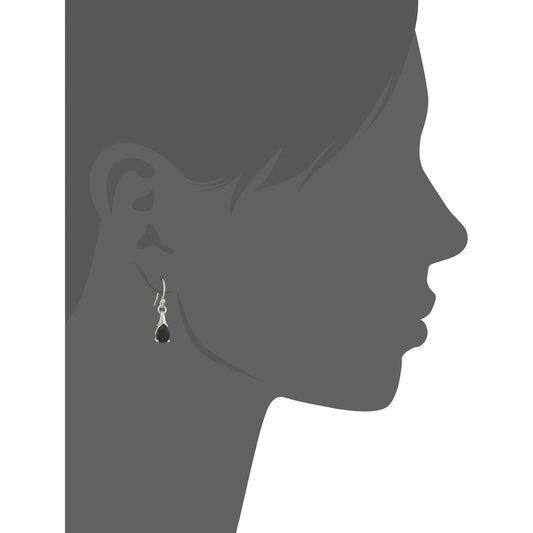 Gem Treasures Sterling Silver 8x6mm Pear-Shaped Black Spinel Drop Earrings