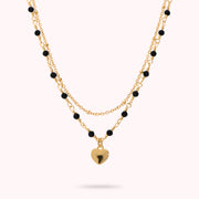 Toscana Italiana 18K Gold Plated Gemstone & Chain Heart Charm Tiered 15" Necklace