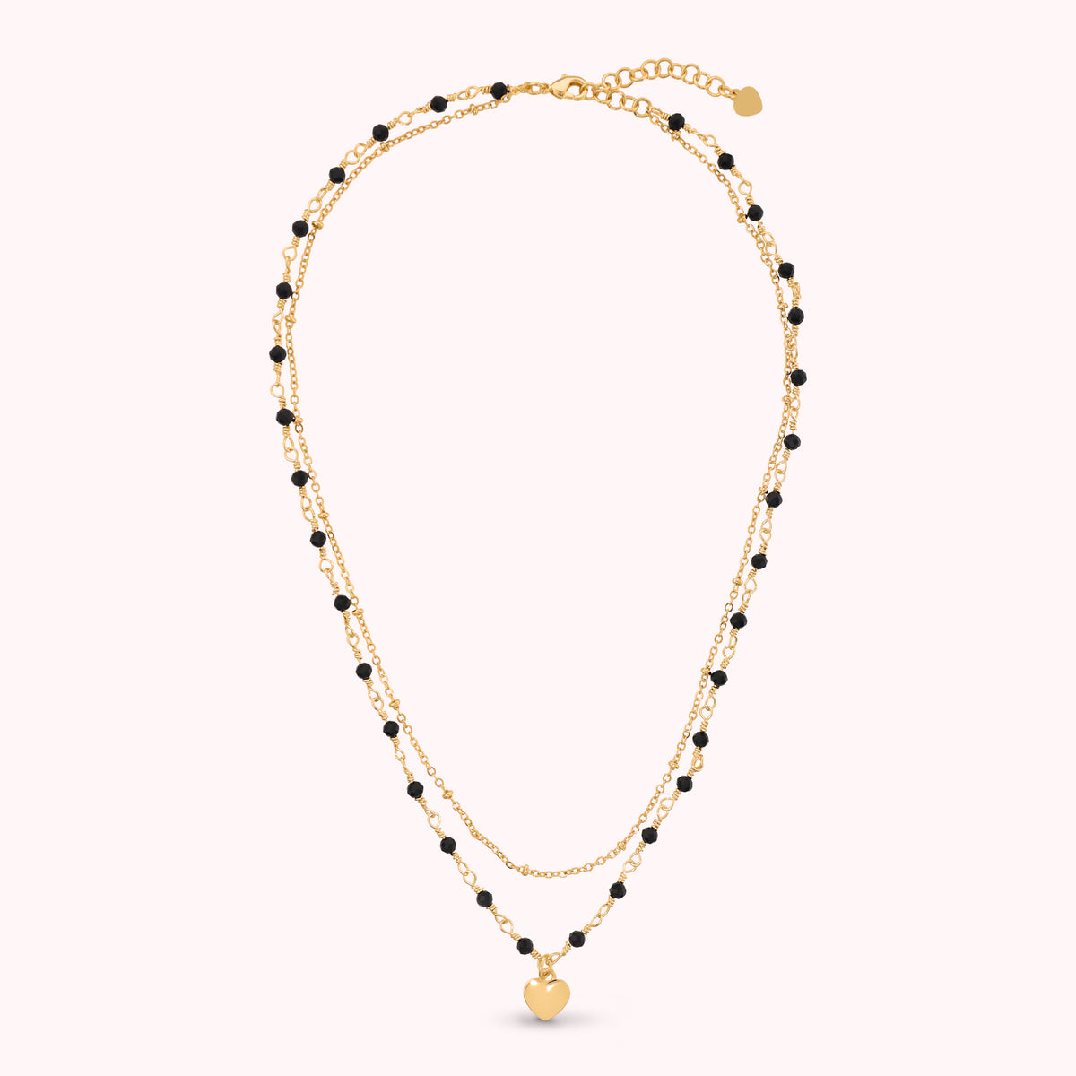Toscana Italiana 18K Gold Plated Gemstone & Chain Heart Charm Tiered 15" Necklace