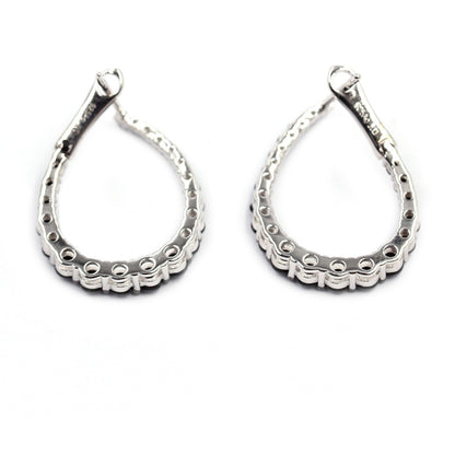 Gem Treasures Sterling Silver Black Spinel Teardrop Forward-Facing Hoop Earrings