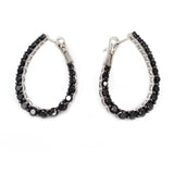 Gem Treasures Sterling Silver Black Spinel Teardrop Forward-Facing Hoop Earrings