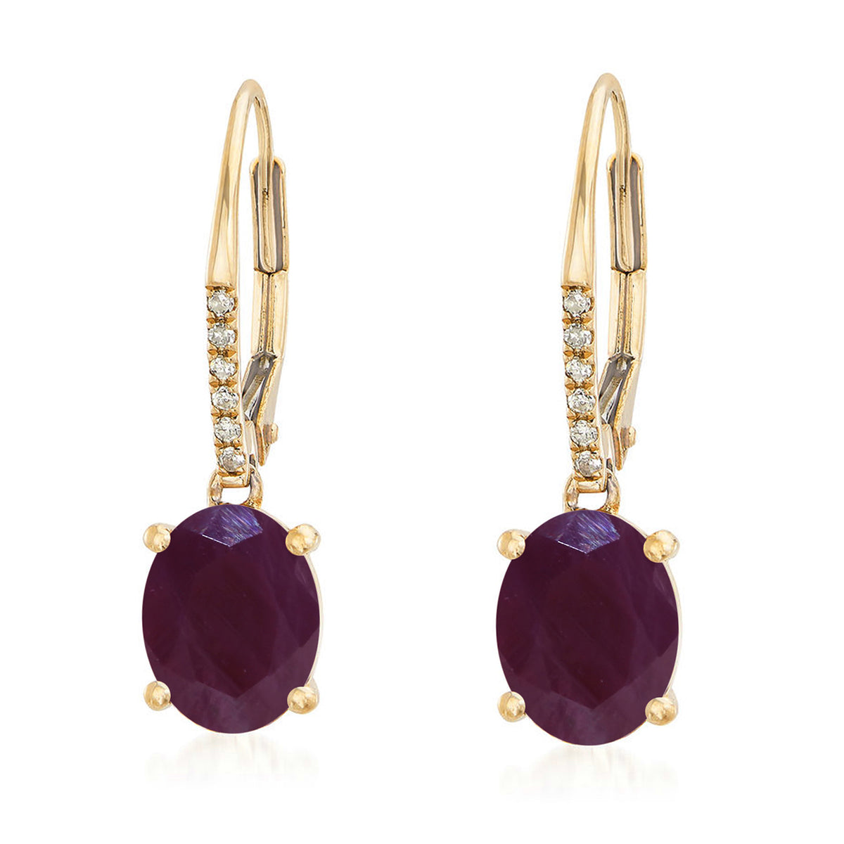 Gilded Lane 14K Gold 9x7mm Oval Gemstone & Diamond Charm Earrings