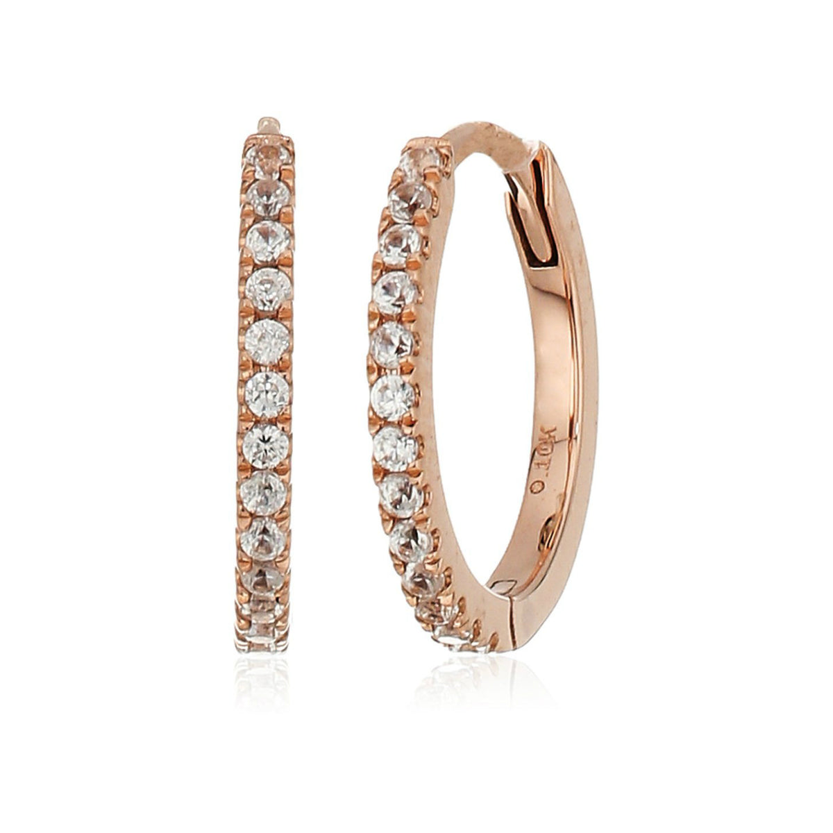 Gilded Lane 10K Gold White Zircon Hoop Earrings