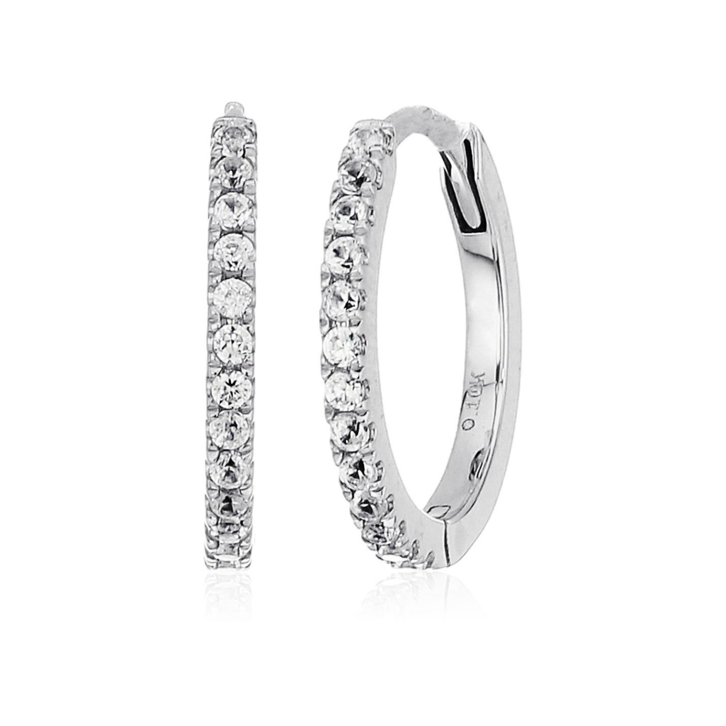 Gilded Lane 10K Gold White Zircon Hoop Earrings
