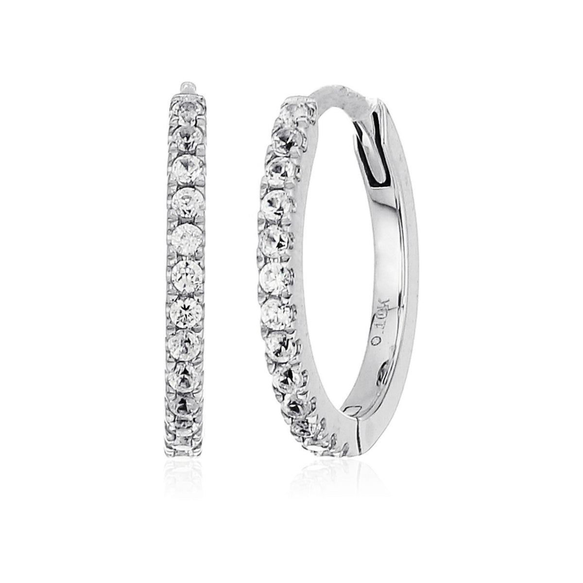 Gilded Lane 10K Gold White Zircon Hoop Earrings