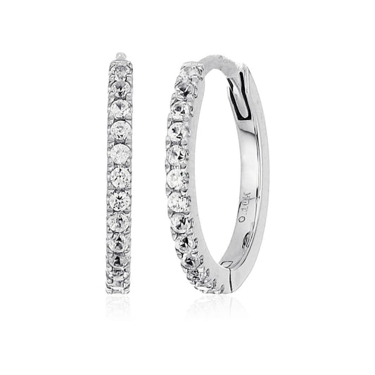 Gilded Lane 10K Gold White Zircon Hoop Earrings