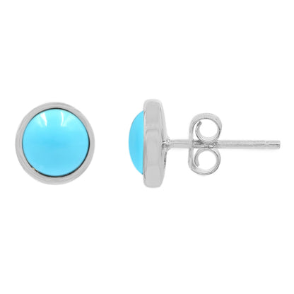 Sterling Silver 7mm Sleeping Beauty Turquoise Bezel-Set Stud Earrings