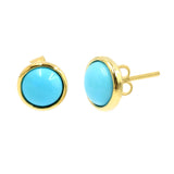 Sterling Silver 7mm Sleeping Beauty Turquoise Bezel-Set Stud Earrings