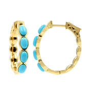 Gold Plated 6x4mm Sleeping Beauty Turquoise Hoop Earrings