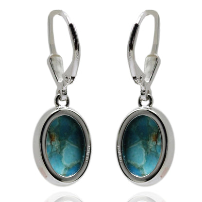 Sterling Silver 14x10mm Blue-Green Mohave Turquoise Drop Earrings