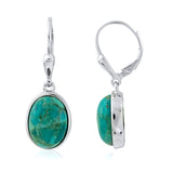 Sterling Silver 14x10mm Blue-Green Mohave Turquoise Drop Earrings