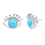 Sterling Silver 5mm Sleeping Beauty Turquoise Eyelash Stud Earrings