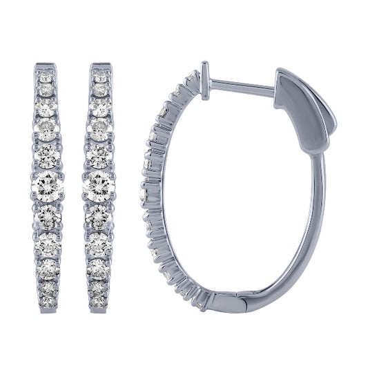 Morris & David 14K Gold 1.00ctw Diamond Graduated Hoop Earrings