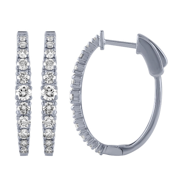 Morris & David 14K Gold 1.00ctw Diamond Graduated Hoop Earrings