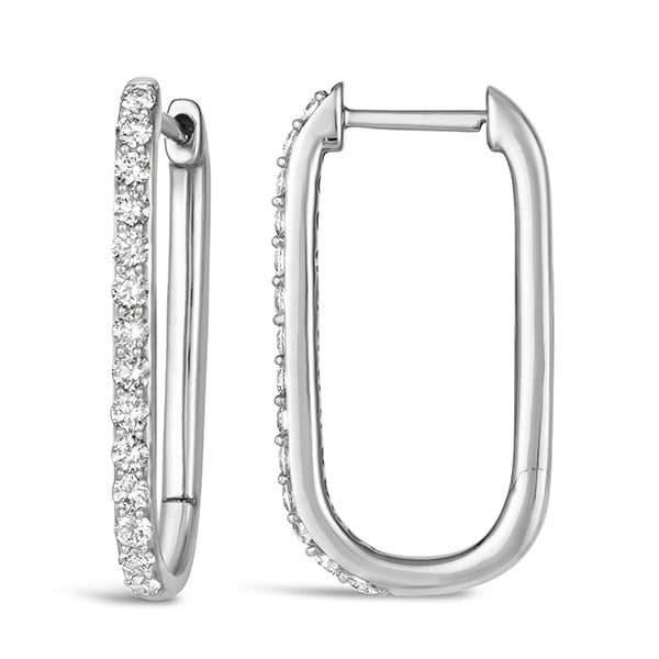 Morris & David 14K Gold 0.50ctw Diamond Paperclip Hoop Earrings