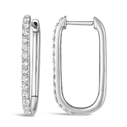 Morris & David 14K Gold 0.50ctw Diamond Paperclip Hoop Earrings