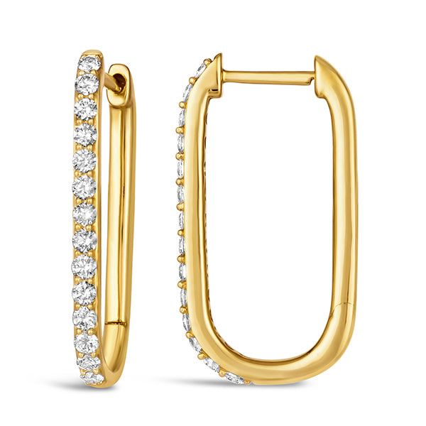 Morris & David 14K Gold 0.50ctw Diamond Paperclip Hoop Earrings