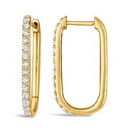 Morris & David 14K Gold 0.50ctw Diamond Paperclip Hoop Earrings