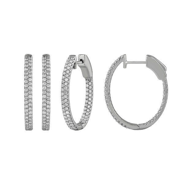 Morris & David 14K Gold Diamond Double Row Inside-Out Hoop Earrings