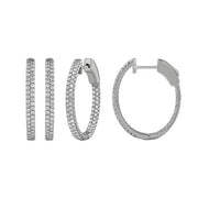 Morris & David 14K Gold Diamond Double Row Inside-Out Hoop Earrings