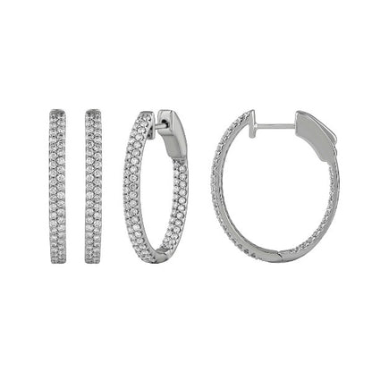 Morris & David 14K Gold Diamond Double Row Inside-Out Hoop Earrings