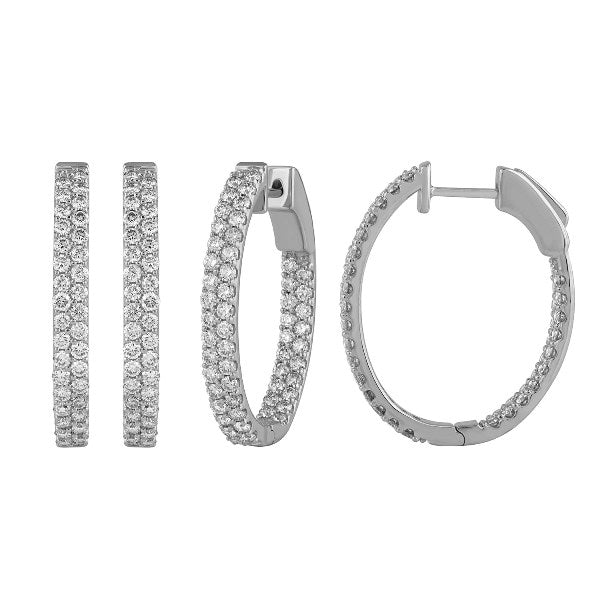 Morris & David 14K Gold Diamond Double Row Inside-Out Hoop Earrings