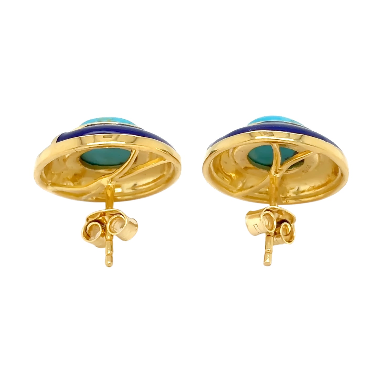 Sterling Silver 8mm Campitos Turquoise & Enamel Stud Earrings