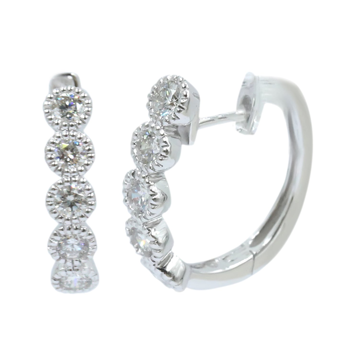 Gilded Lane 14K Gold 0.44ctw Diamond Milgrain-Halo Hoop Earrings