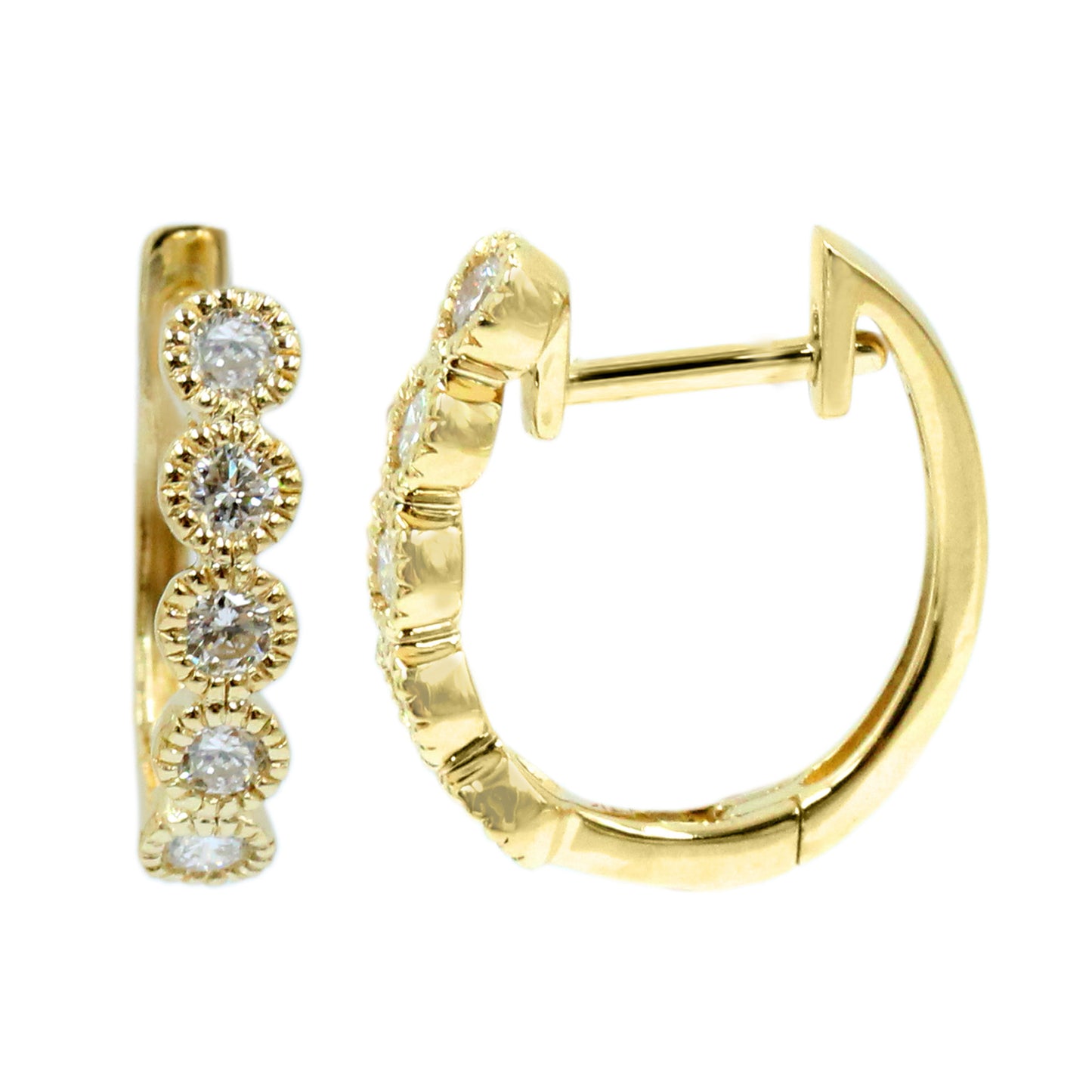 Gilded Lane 14K Gold 0.44ctw Diamond Milgrain-Halo Hoop Earrings