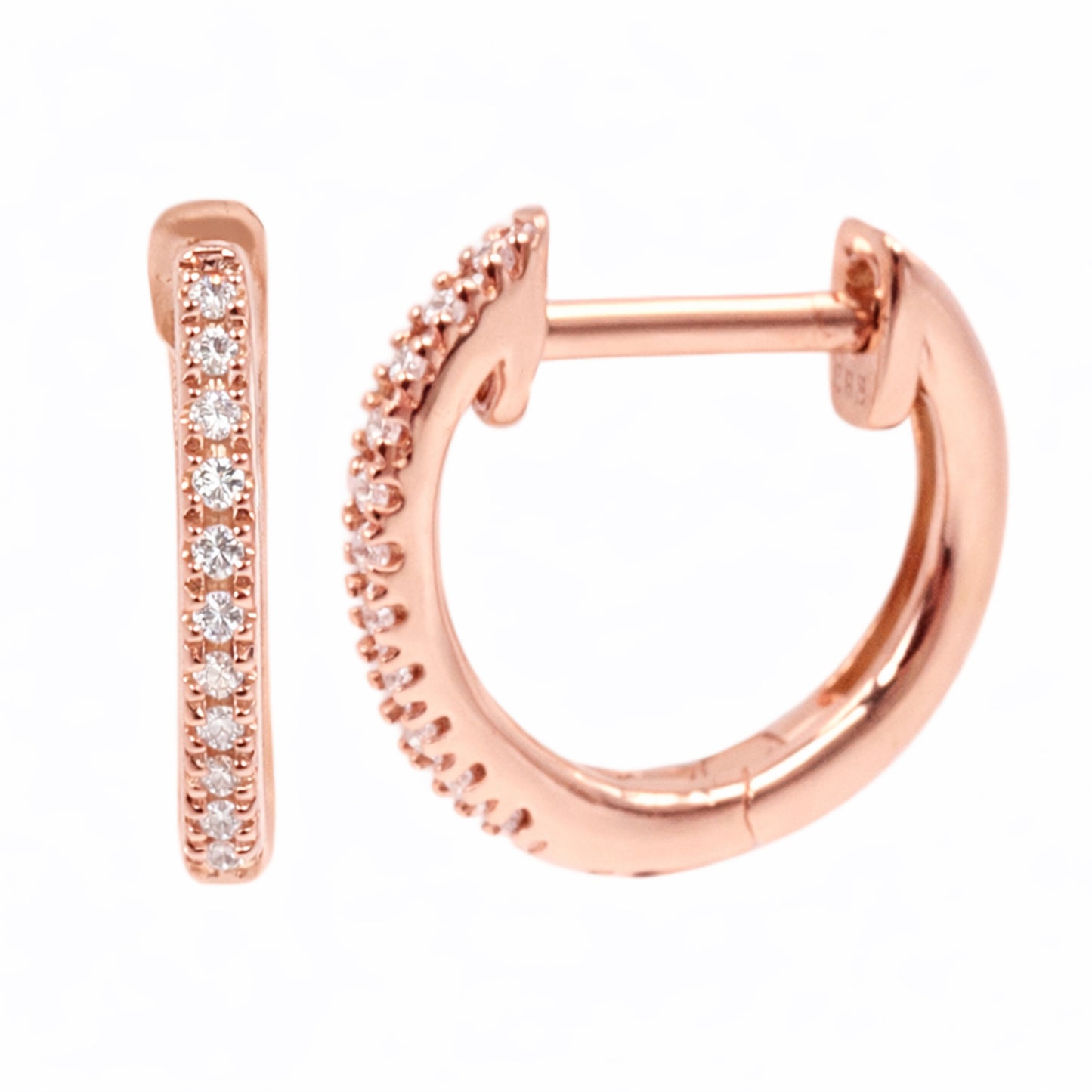 Gilded Lane 14K Gold 0.05ctw Diamond Single Row Huggie Hoop Earrings